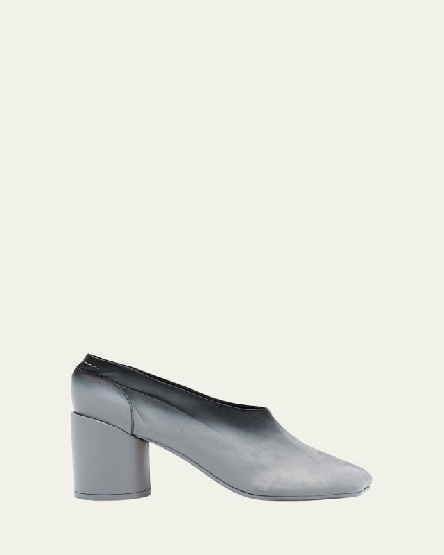Ombre Leather Anatomic Block-Heel Pumps